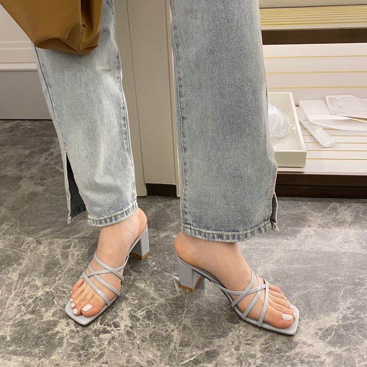 ミュール レディース サンダル チャンキーヒール 韓国 Dazzle ダズル