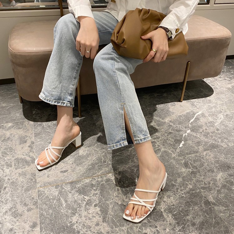 ミュール レディース サンダル チャンキーヒール 韓国 Dazzle ダズル