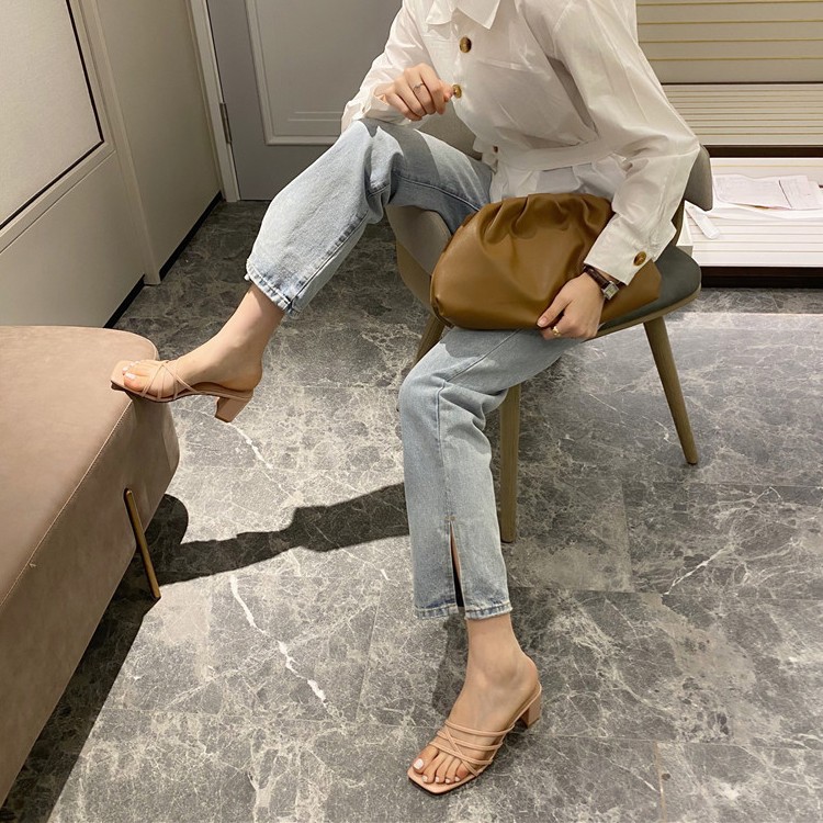 ミュール レディース サンダル チャンキーヒール 韓国 Dazzle ダズル