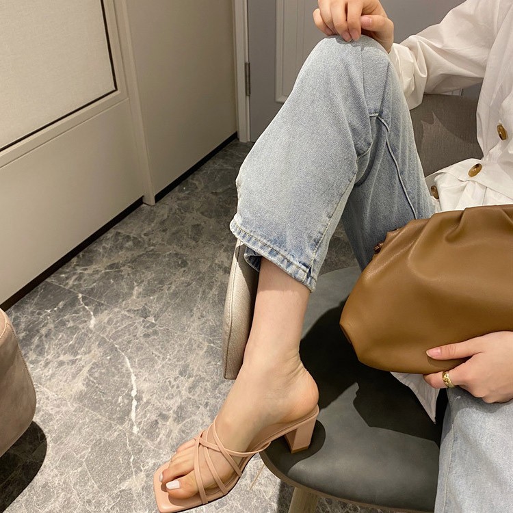 ミュール レディース サンダル チャンキーヒール 韓国 Dazzle ダズル