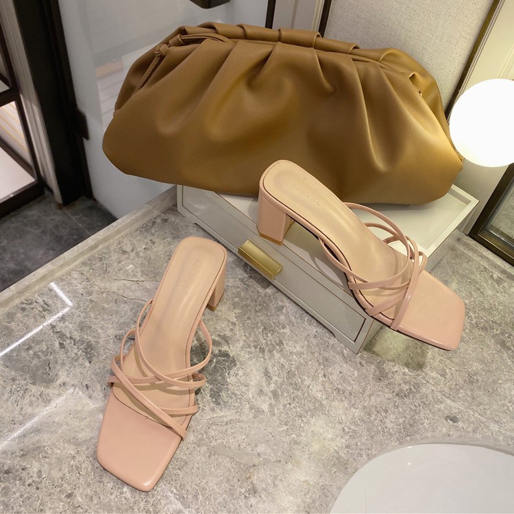 ミュール レディース サンダル チャンキーヒール 韓国 Dazzle ダズル