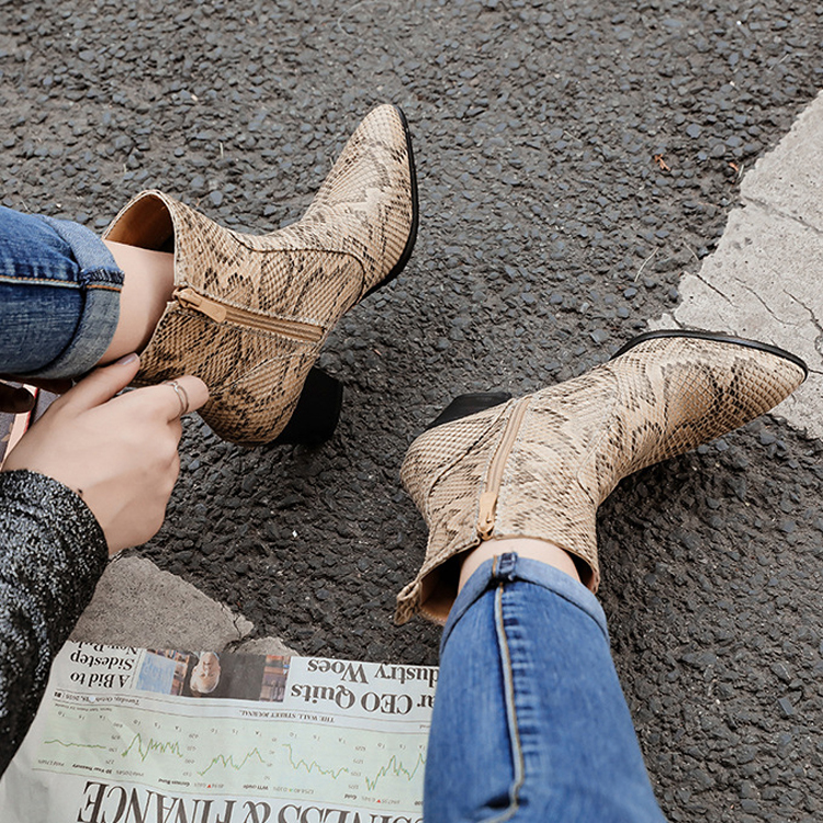 ショートブーツ パイソン レディース ブーツ 蛇柄 パイソン柄 韓国 Dazzle ダズル