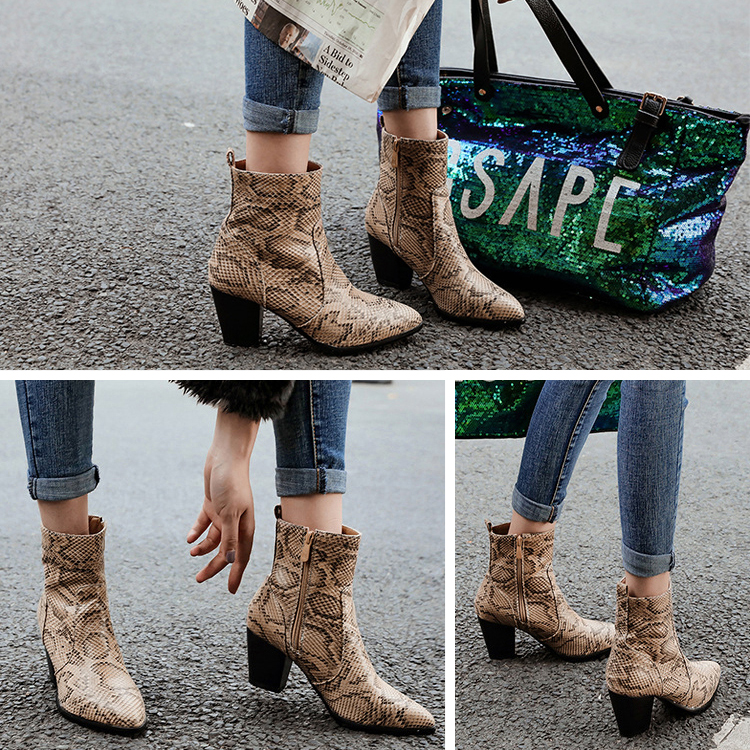 ショートブーツ パイソン レディース ブーツ 蛇柄 パイソン柄 韓国 Dazzle ダズル