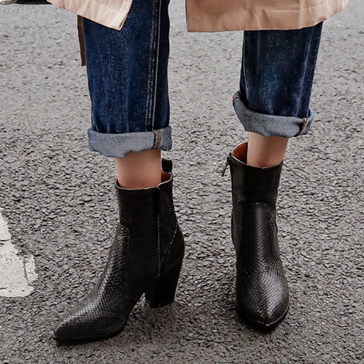 ショートブーツ パイソン レディース ブーツ 蛇柄 パイソン柄 韓国 Dazzle ダズル