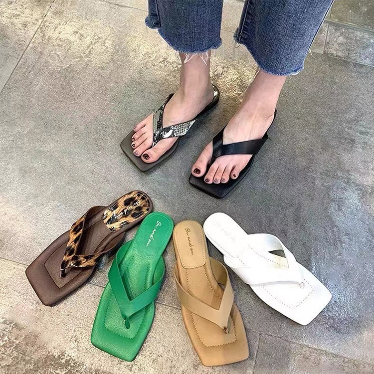 サンダル レディース ビーチサンダル トングサンダル フラット スクエアトゥ ぺたんこ おしゃれ ひょう柄 パイソン ジョイフィール joyfeel