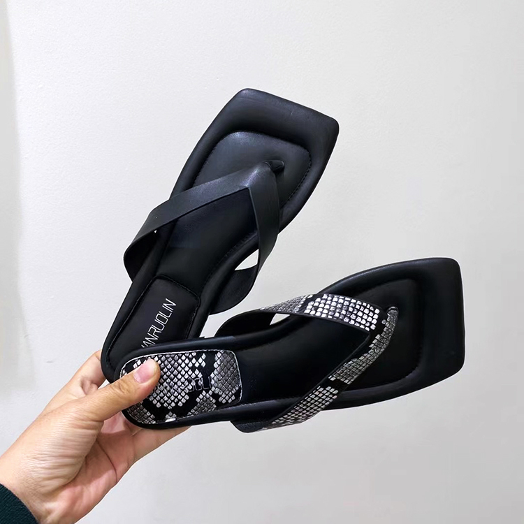 サンダル レディース ビーチサンダル トングサンダル フラット スクエアトゥ ぺたんこ おしゃれ ひょう柄 パイソン ジョイフィール joyfeel