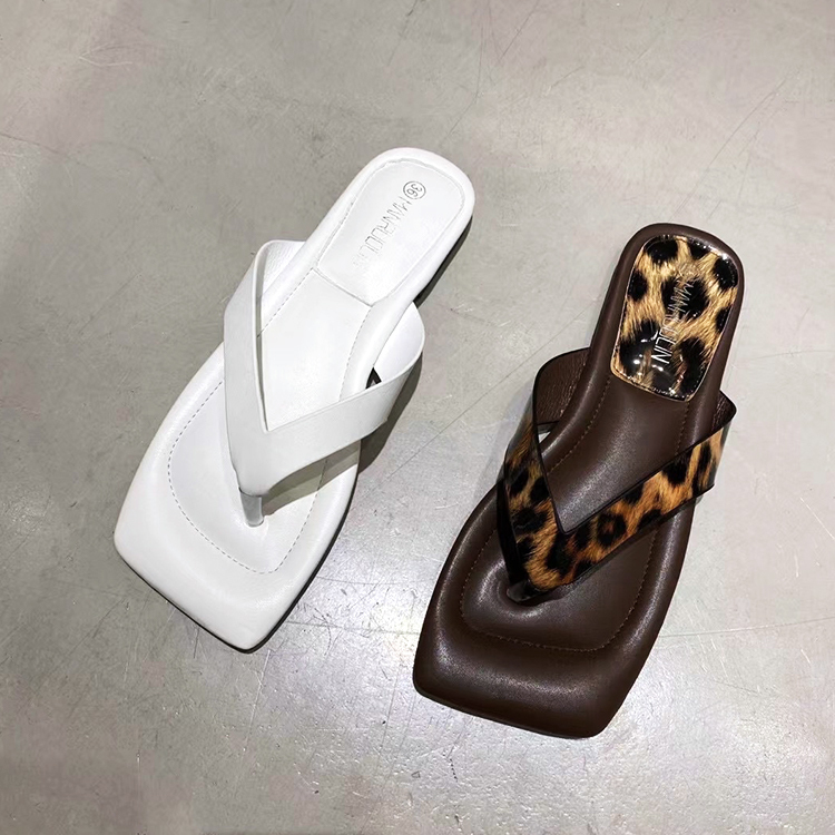 サンダル レディース ビーチサンダル トングサンダル フラット スクエアトゥ ぺたんこ おしゃれ ひょう柄 パイソン ジョイフィール joyfeel