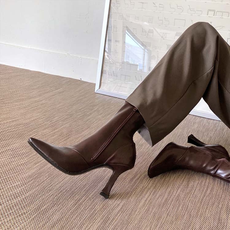 ブーツ レディース ミドルブーツ ショート ショートブーツ ポインテッドトゥ ハイヒール おしゃれ フィット タイト Dazzle ダズル