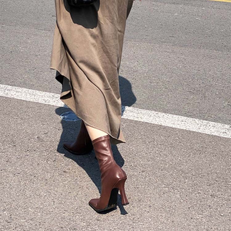 ブーツ レディース ミドルブーツ ショート ショートブーツ ポインテッドトゥ ハイヒール おしゃれ フィット タイト Dazzle ダズル