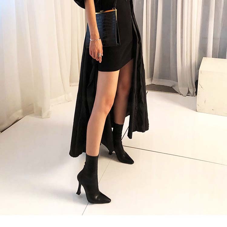 ブーツ レディース ミドルブーツ ショート ショートブーツ ポインテッドトゥ ハイヒール おしゃれ フィット タイト Dazzle ダズル