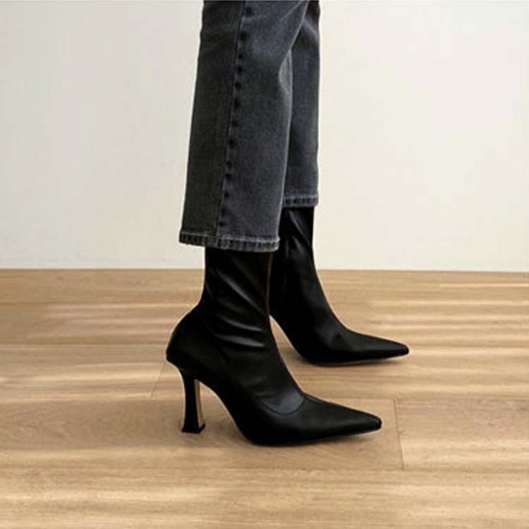 ブーツ レディース ミドルブーツ ショート ショートブーツ ポインテッドトゥ ハイヒール おしゃれ フィット タイト Dazzle ダズル