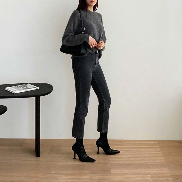 ブーツ レディース ミドルブーツ ショート ショートブーツ ポインテッドトゥ ハイヒール おしゃれ フィット タイト Dazzle ダズル