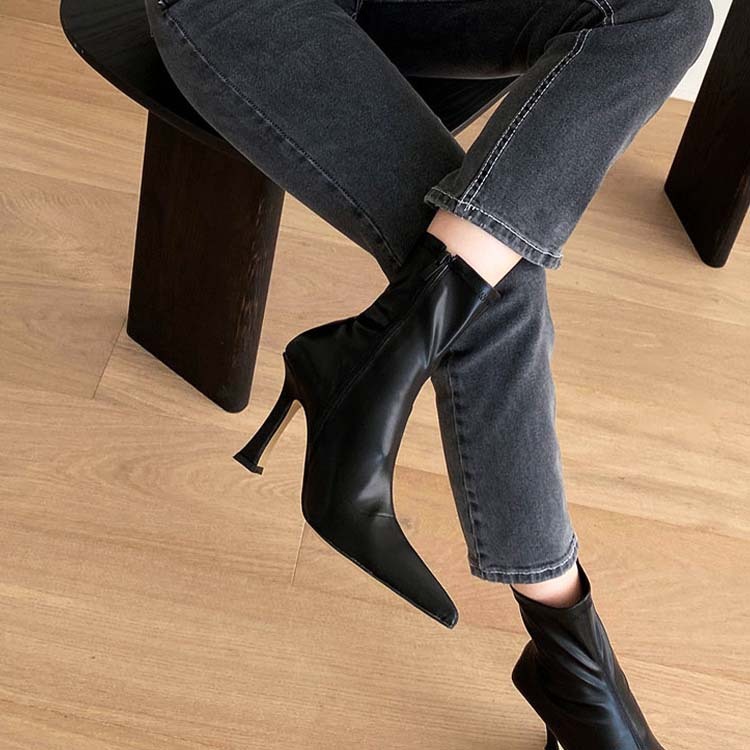 ブーツ レディース ミドルブーツ ショート ショートブーツ ポインテッドトゥ ハイヒール おしゃれ フィット タイト Dazzle ダズル