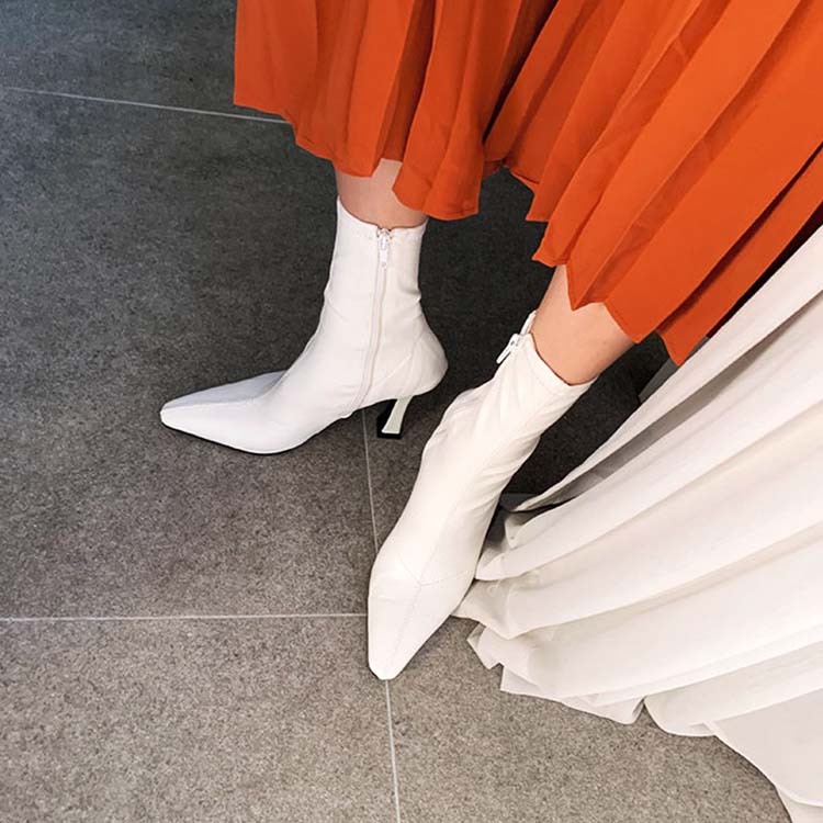 ブーツ レディース ミドルブーツ ショート ショートブーツ ポインテッドトゥ ハイヒール おしゃれ フィット タイト Dazzle ダズル