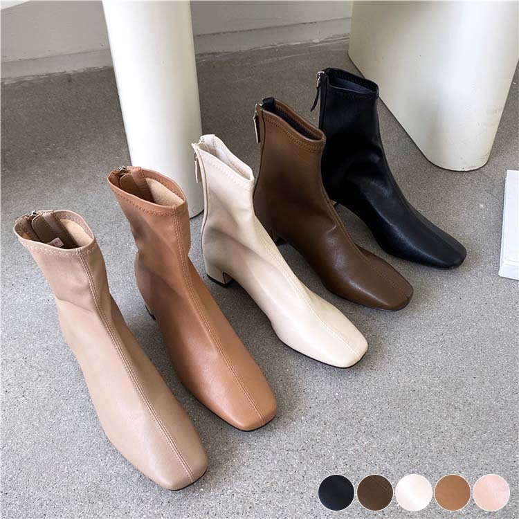 ショートブーツ レディース ブーツ ショート ローヒール チャンキーヒール スクエアトゥ Dazzle ダズル