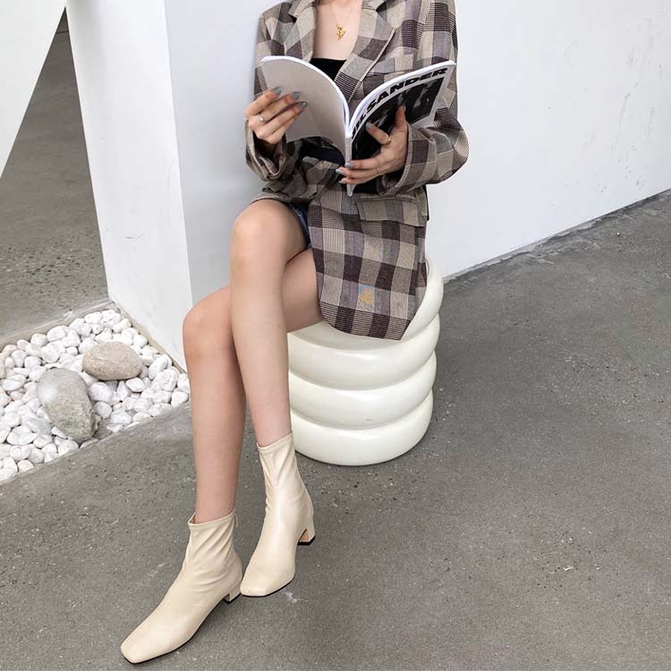 ショートブーツ レディース ブーツ ショート ローヒール チャンキーヒール スクエアトゥ Dazzle ダズル