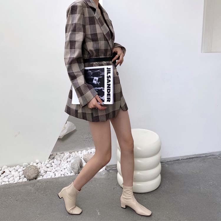 ショートブーツ レディース ブーツ ショート ローヒール チャンキーヒール スクエアトゥ Dazzle ダズル