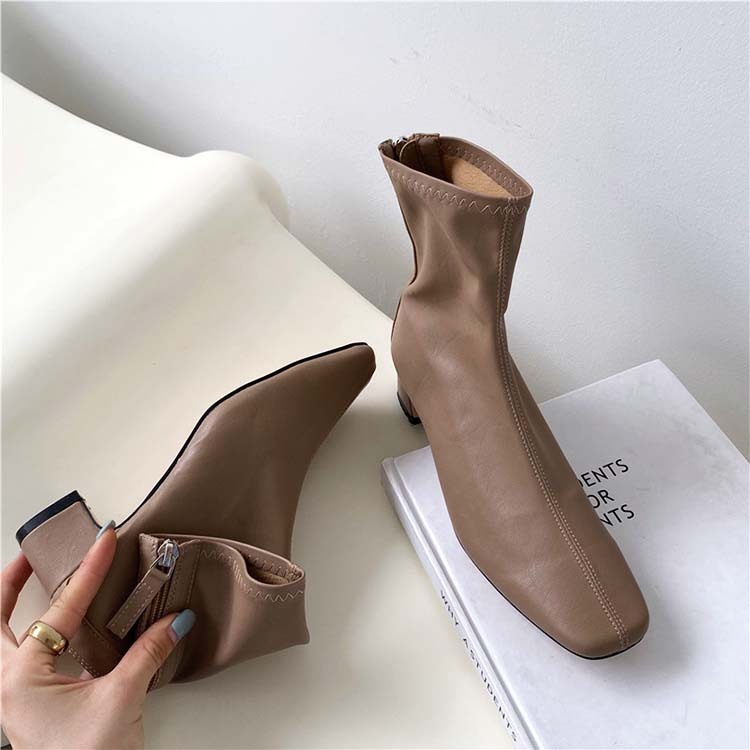 ショートブーツ レディース ブーツ ショート ローヒール チャンキーヒール スクエアトゥ Dazzle ダズル