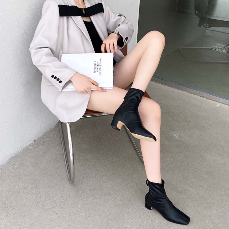 ショートブーツ レディース ブーツ ショート ローヒール チャンキーヒール スクエアトゥ Dazzle ダズル