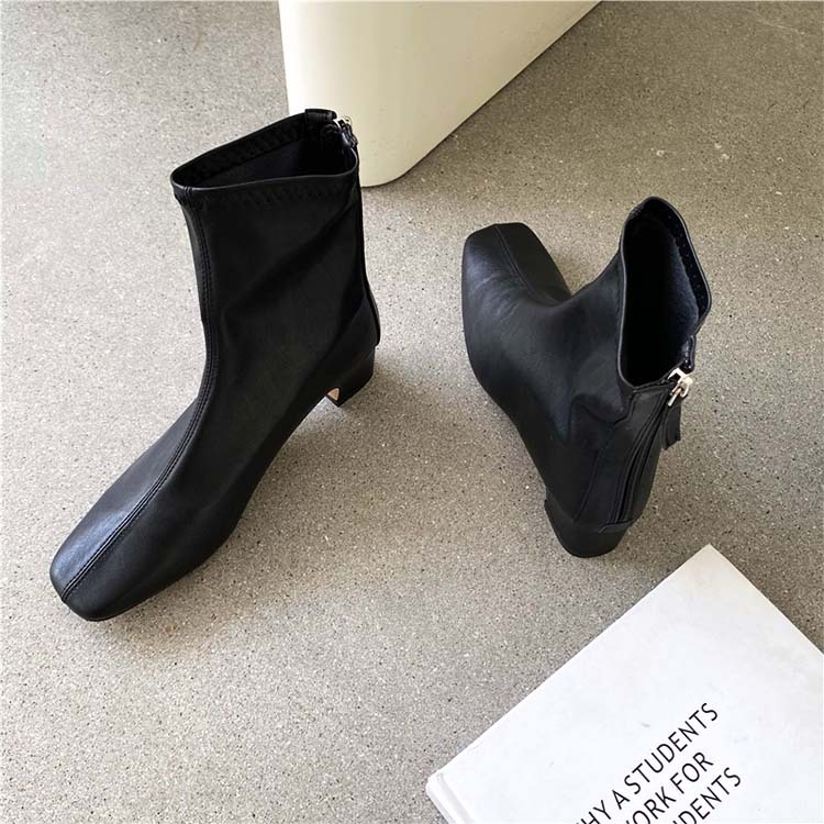 ショートブーツ レディース ブーツ ショート ローヒール チャンキーヒール スクエアトゥ Dazzle ダズル