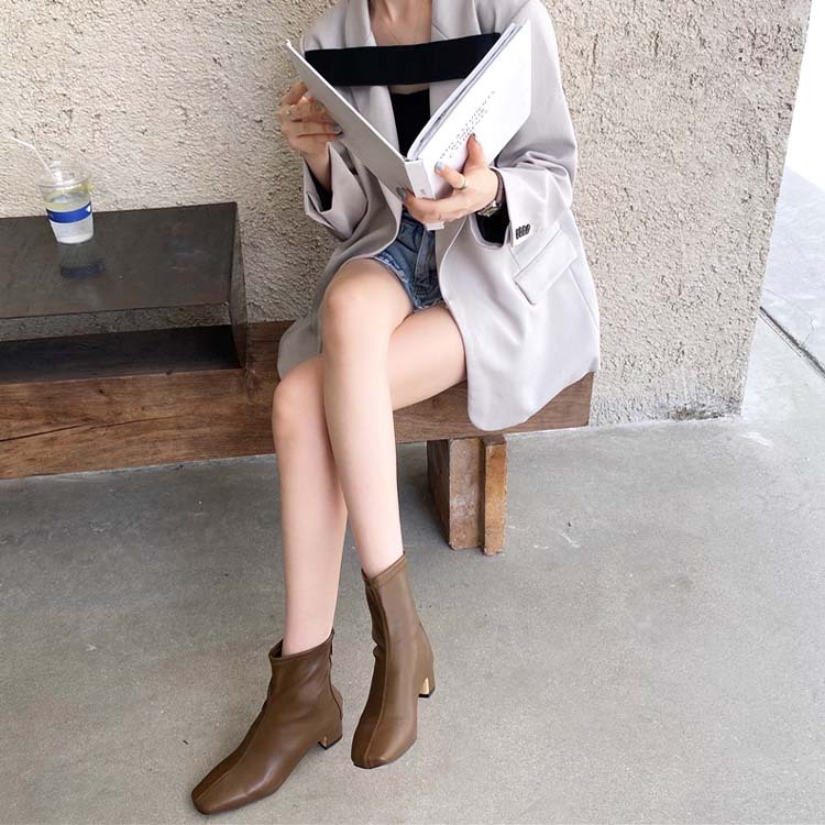 ショートブーツ レディース ブーツ ショート ローヒール チャンキーヒール スクエアトゥ Dazzle ダズル