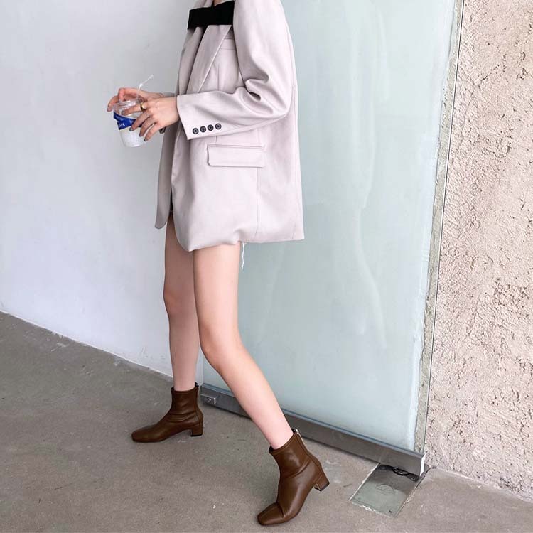 ショートブーツ レディース ブーツ ショート ローヒール チャンキーヒール スクエアトゥ Dazzle ダズル