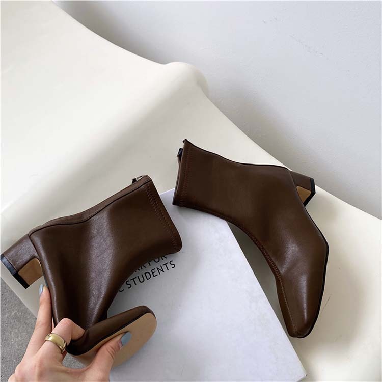 ショートブーツ レディース ブーツ ショート ローヒール チャンキーヒール スクエアトゥ Dazzle ダズル