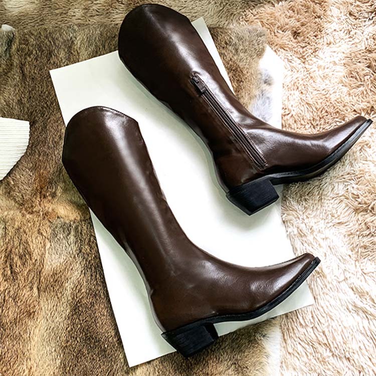 ブーツレディース ロング ロングブーツ カウボーイブーツ ジョッキーブーツ ポインテッドトゥ Vカット Dazzle ダズル