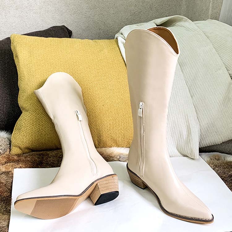 ブーツレディース ロング ロングブーツ カウボーイブーツ ジョッキーブーツ ポインテッドトゥ Vカット Dazzle ダズル