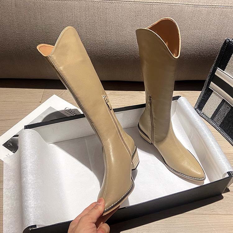 ブーツレディース ロング ロングブーツ カウボーイブーツ ジョッキーブーツ ポインテッドトゥ Vカット Dazzle ダズル