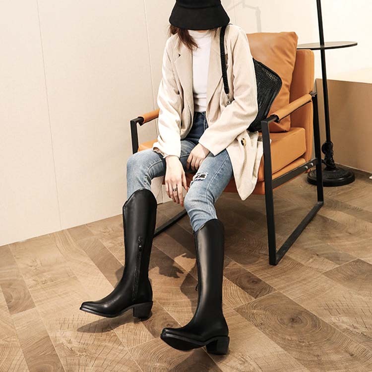 ブーツレディース ロング ロングブーツ カウボーイブーツ ジョッキーブーツ ポインテッドトゥ Vカット Dazzle ダズル