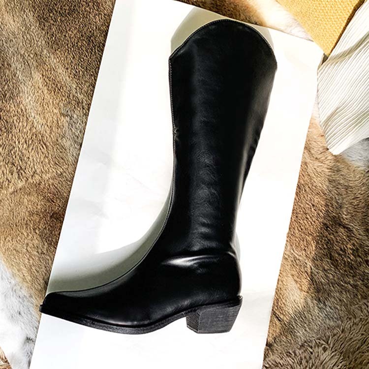 ブーツレディース ロング ロングブーツ カウボーイブーツ ジョッキーブーツ ポインテッドトゥ Vカット Dazzle ダズル