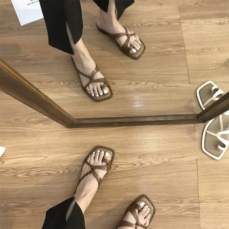 サンダル レディース フラット ビーチサンダル トングサンダル 親指リング 親指 リング クロス バイカラー ぺたんこ フラットサンダル おしゃれ Dazzle ダズル