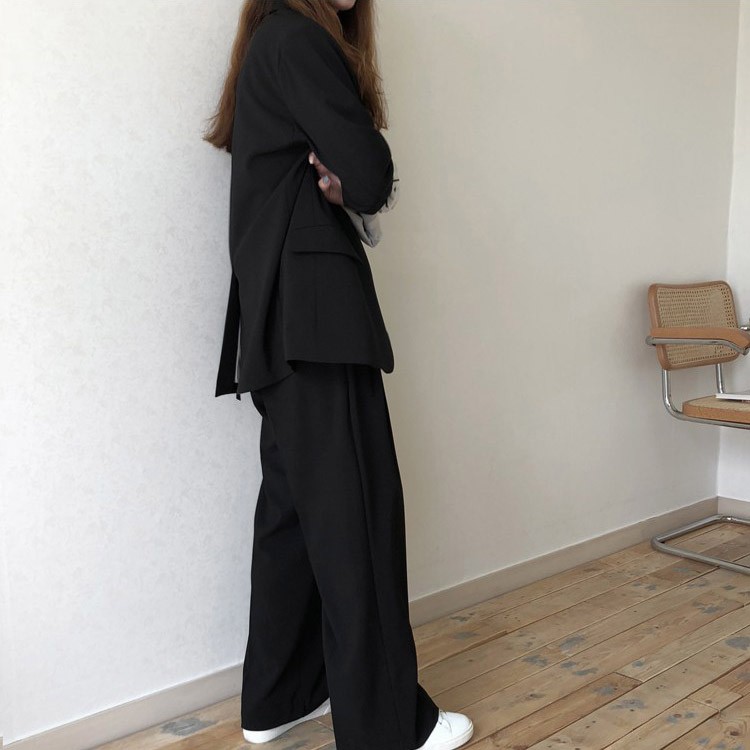 スーツ パンツ レディース パンツスーツ ワイドパンツ 黒 卒園式 卒業式 入学式 OL オフフィス 韓国 ジョイフィール joyfeel