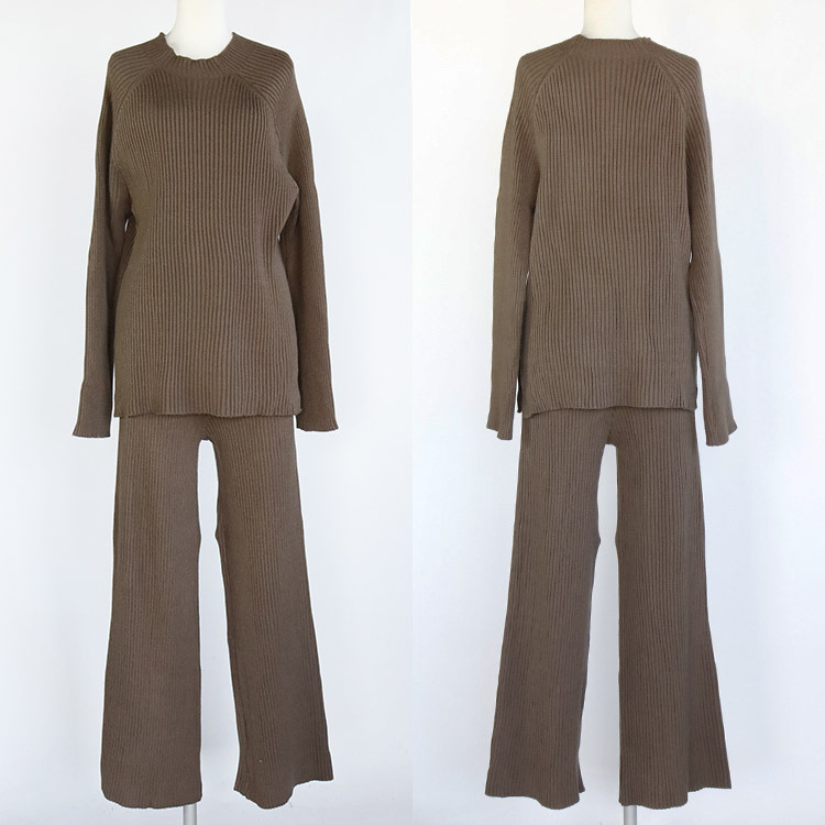 ニット セットアップ レディース ニットアップ パンツ リブ編み リブニット 韓国 Dazzle ダズル