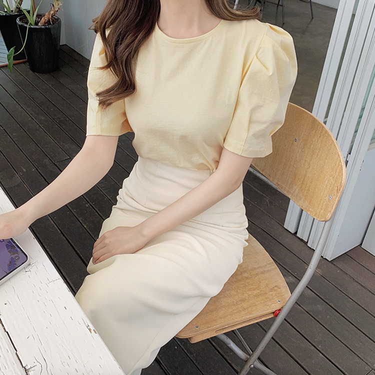 ブラウス 半袖 スカート タイト レディース ミモレ丈 韓国 送料無料 Dazzle ダズル