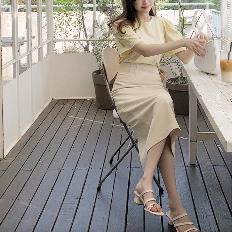 ブラウス 半袖 スカート タイト レディース ミモレ丈 韓国 送料無料 Dazzle ダズル