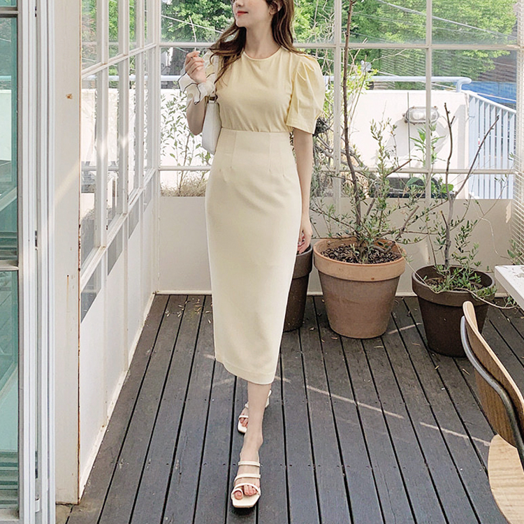 ブラウス 半袖 スカート タイト レディース ミモレ丈 韓国 送料無料 Dazzle ダズル