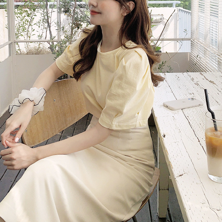 ブラウス 半袖 スカート タイト レディース ミモレ丈 韓国 送料無料 Dazzle ダズル