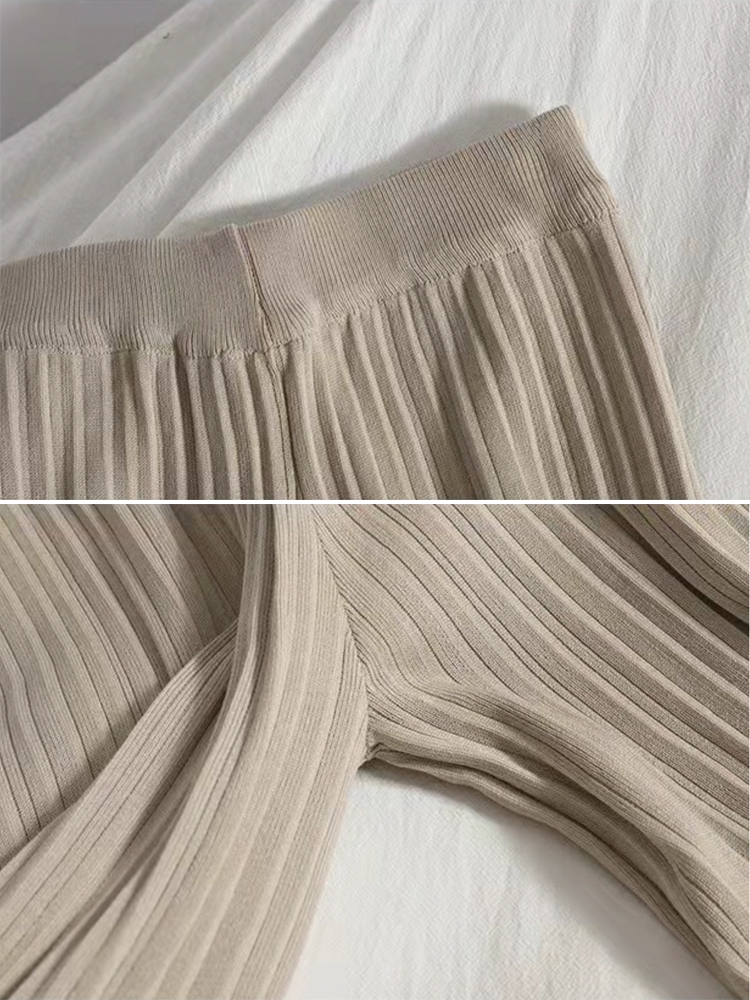 セットアップ レディース サマーニット 半袖 トップス Vネック ワイドパンツ 9分丈 夏 春 無地 フレンチスリーブ エレガント おし Dazzle ダズル