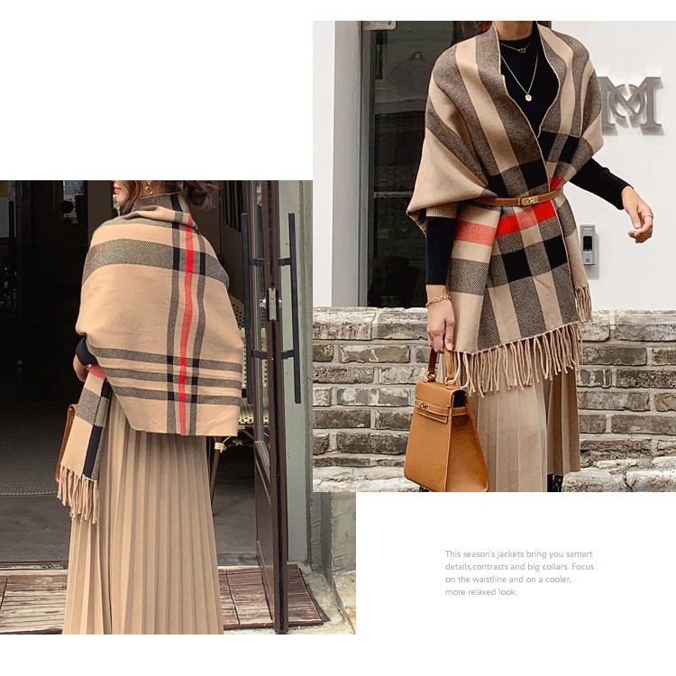 袖付きストール 大判 ストール レディース チェック柄 韓国 Dazzle ダズル