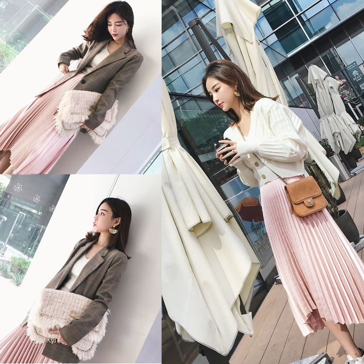 サテン ミモレ丈 アシンメトリー スカート プリーツ Aライン フィッシュテール ロング スカート 韓国 レディース Dazzle ダズル