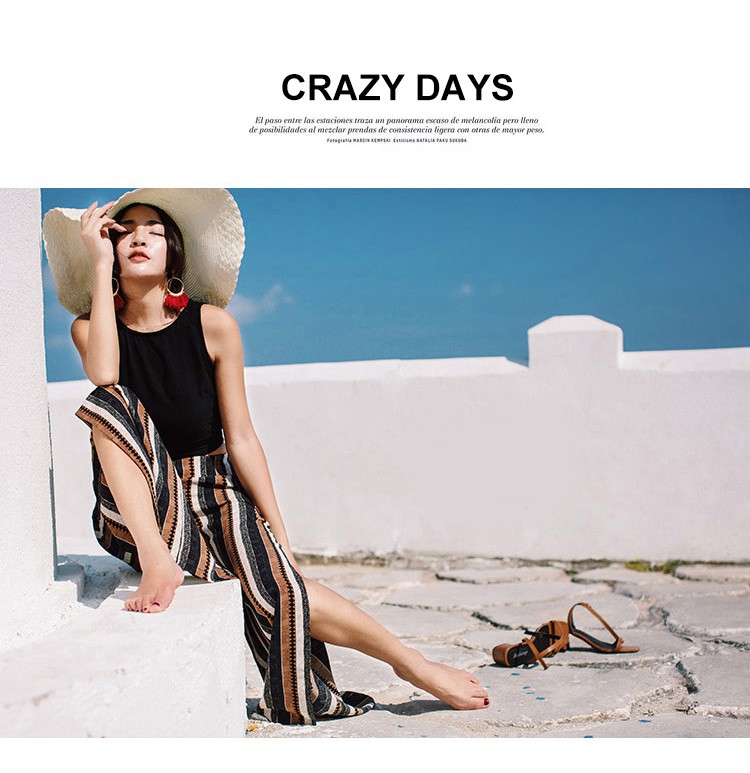 ワイドパンツ パンツ リゾート エスニック ボヘミアン レディース ボトム ストライプ 細身せ レディース  Dazzle ダズル