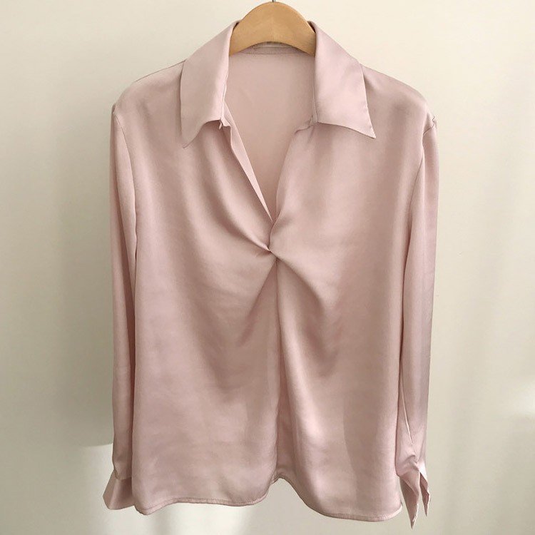 サテン とろみ シャツ ブラウス レディース 黒 白 韓国 送料無料 Dazzle ダズル