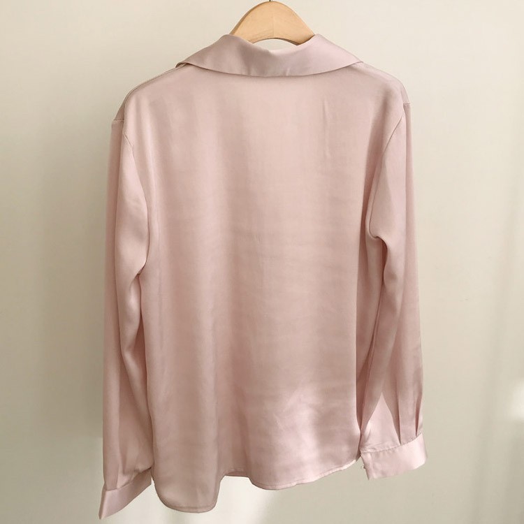 サテン とろみ シャツ ブラウス レディース 黒 白 韓国 送料無料 Dazzle ダズル