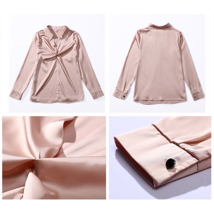 サテン とろみ シャツ ブラウス レディース 黒 白 韓国 送料無料 Dazzle ダズル