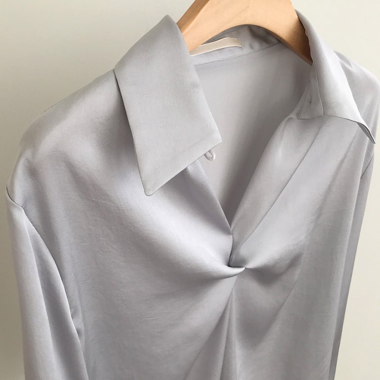 サテン とろみ シャツ ブラウス レディース 黒 白 韓国 送料無料 Dazzle ダズル