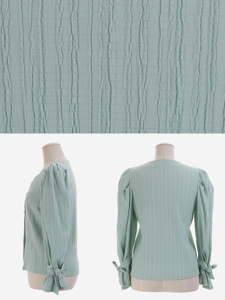 ブラウス ストライプ 長袖 パール レディース 韓国ファッション 送料無料 ジョイフィール joyfeel