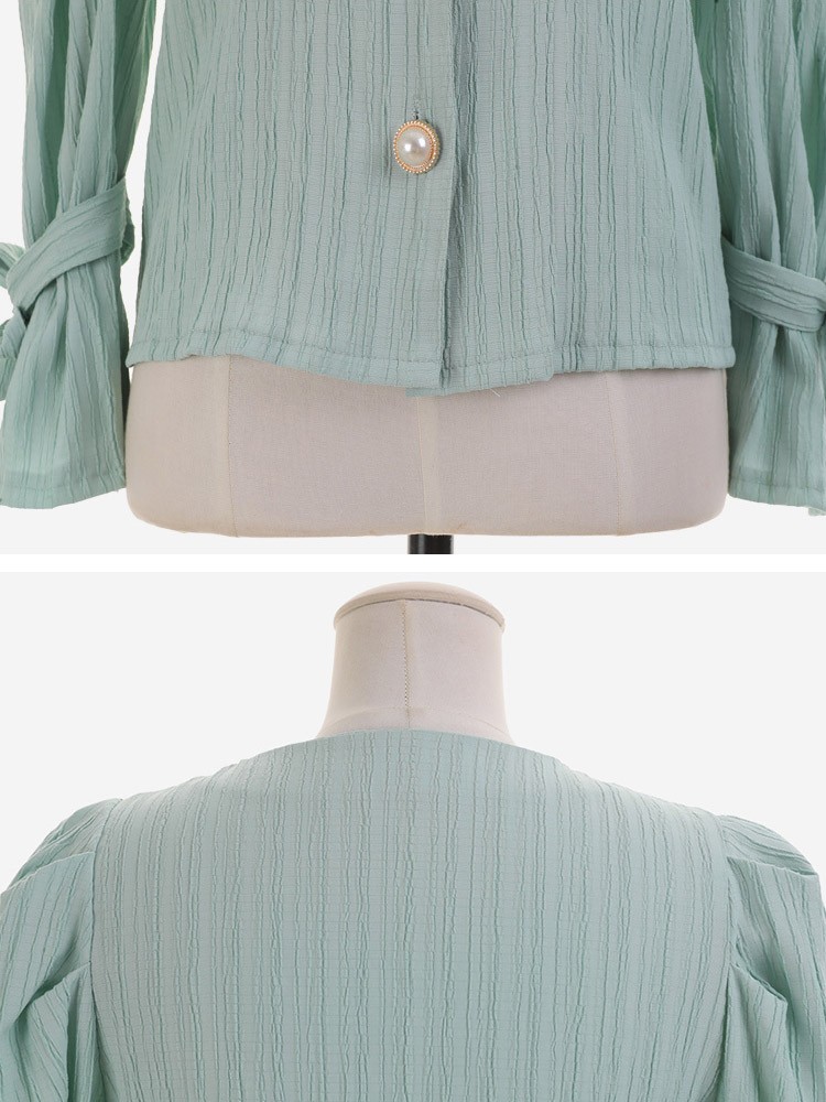 ブラウス ストライプ 長袖 パール レディース 韓国ファッション 送料無料 ジョイフィール joyfeel