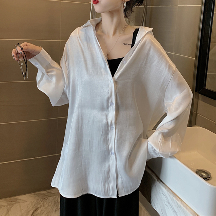 ブラウス ツヤ感 レディース 長袖 サテン 韓国 送料無料 ジョイフィール joyfeel